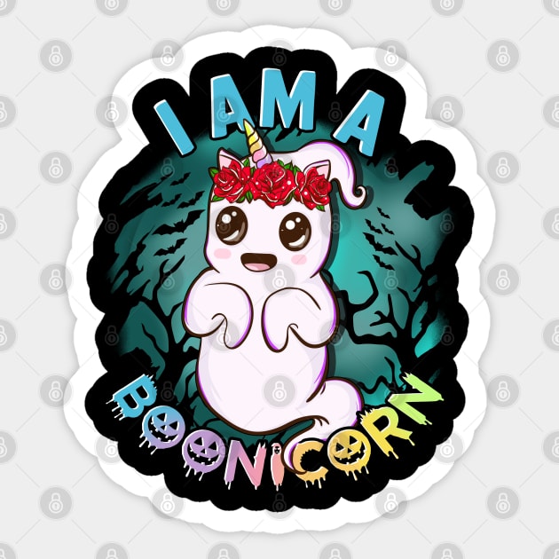I am a Boonicorn Funny Unicorn Ghost Halloween Sticker by creative